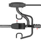Black 3D printer with heated bed, extruder assembly, and control panel mounted on top, shown in side view on white background