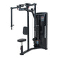 Black commercial pectoral fly and rear deltoid machine with padded seat and arm handles on white background