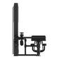 Black and gray commercial prone leg curl machine with padded seat and leg extension attachment, shown on white background