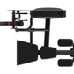 Black commercial leg curl machine with padded foot platform, seat, and backrest on white background