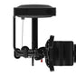 Black commercial rotary torso exercise machine with overhead frame, control panel, and dual rotating handles on white backgro