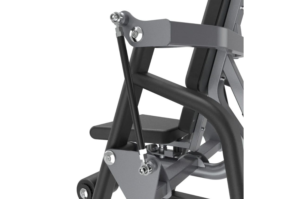 Warrior Commercial Series Universal Abdominals Crunch machine with black cushioned seat and handles, gray metal frame on whit