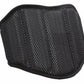 Black mesh weightlifting belt with padded back support on white background