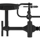 Black dual-function abdominal and back extension machine with padded seat, adjustable backrest, and handlebar controls on whi