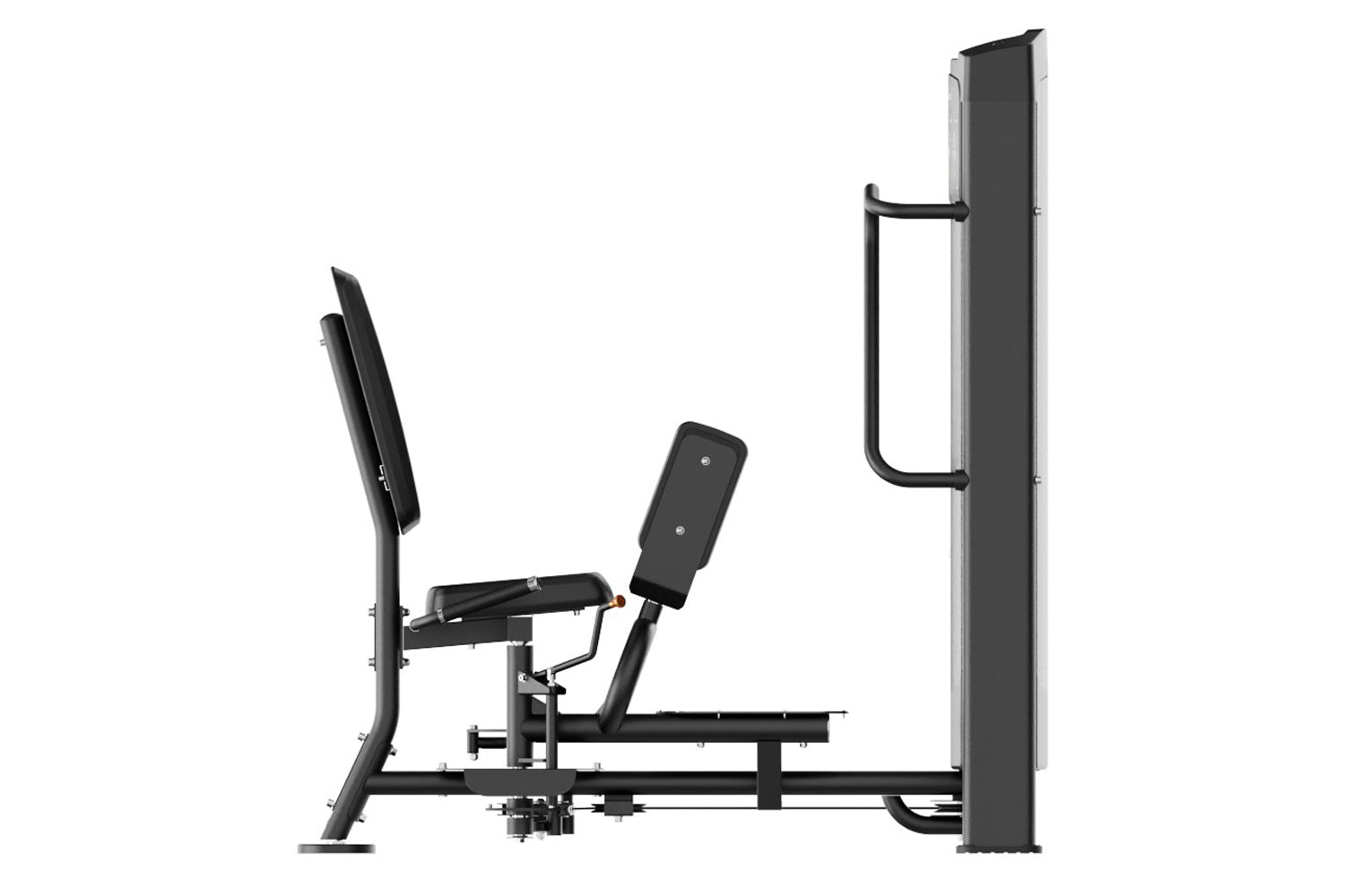 Warrior Elite Commercial Series black abductor/adductor machine with padded seat and leg extensions, shown from side angle on