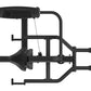 Black commercial dip press machine with padded handles, seat, and footrest on white background