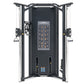 Warrior Elite commercial dual adjustable pulley machine with black frame, chrome uprights, cable crossover system, and exerci