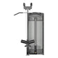 Warrior Elite Commercial Series Dual Pulley Lat Pulldown machine with gray steel frame and black handles on white background