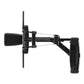 Black dual pulley lat pulldown machine with extended arm, footplate, and cable system on white background