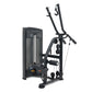 Black Warrior Elite iso-lateral lat pulldown machine with dual arms, weight stack, and cable system on white background