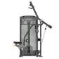 Warrior Elite Commercial Series Iso-Lateral Lat Pulldown machine with black frame, gray panels, and instruction decals on whi