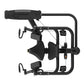 Black commercial iso-lateral seated biceps curl machine with dual padded armrests, control panel, and foot platform on white 