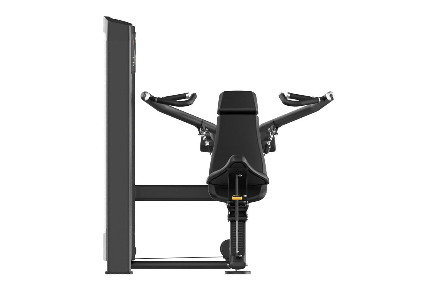 Warrior Elite Commercial Series Iso-lateral Shoulder Press machine with black padded seat and dual adjustable arm levers, fro