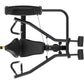 Black iso-lateral shoulder press machine with padded seat, dual handles, footrest, and adjustable digital display on white ba