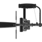 Black commercial lat pulldown and seated row machine with padded seat, adjustable handles, and metal frame on white backgroun