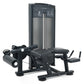 Warrior Elite commercial leg curl machine with black upholstered seat and footrest, metal frame, weight stack, and control pa