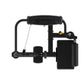 Black 3D printer with extruder head, filament spool holder, and digital display panel on white background