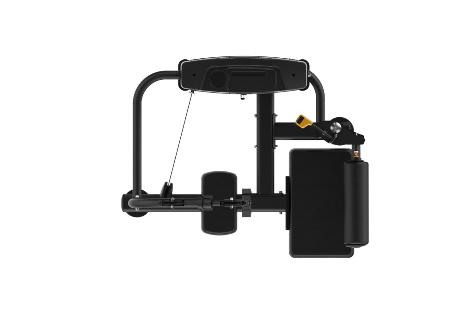 Black 3D printer with extruder head, filament spool holder, and digital display panel on white background