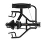 Black commercial multi-press machine with padded seat, leg press platform, and adjustment console on white background