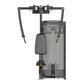 Black and gray commercial pectoral fly and rear deltoid machine with padded seat, dual cable arms, and instruction panel on w