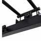 Black metal cable pulley power rack with dual angled frames and adjustable attachment points on white background