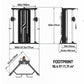 Black and gray cable pulley functional trainer with dual weight stacks, adjustable pulleys, and dimensions labeled, shown fro