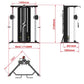 Warrior FT900 cable pulley functional trainer with dual weight stacks, adjustable pulleys, and dimensions marked, shown in fr