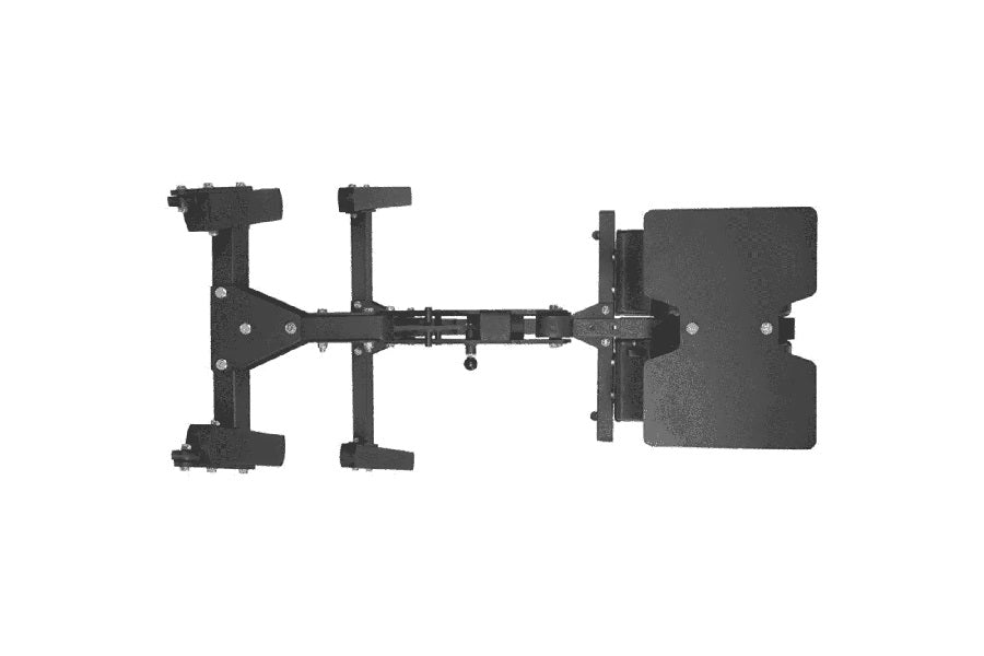 Black Warrior glute and ham developer machine with dual leg platforms, horizontal frame, and adjustable foot supports on whit