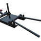 Black steel push sled with dual handles, adjustable footplate, and weight pegs on white background
