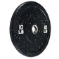 Black speckled bumper plate with white "10 LB" text on each side and center steel collar on white background