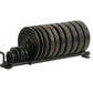 Warrior Horizontal Bumper Rack with black rubber-coated weight plates on white background