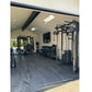 Warrior Marble Interlocking Tile Gym Flooring in cloud grey installed in modern home gym with equipment