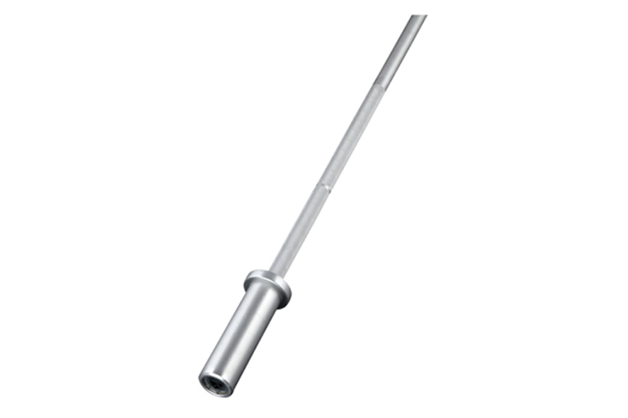 Warrior Aluminum Lite Training Bar, silver metal barbell on white background