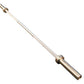 Warrior Space-Saver chrome barbell bar with brass collars and knurled grip, 5ft length on white background