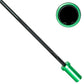 Warrior Mini Olympic Barbell with black shaft and bright green end cap and collar, shown at angle on white background