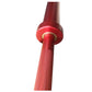 Warrior Lite red aluminum training barbell with textured grip and gold collar detail on white background