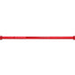 Red aluminum training barbell with threaded sleeves on white background, weighs 15 pounds