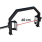 Warrior Open Trap Bar with 60cm width, black steel frame and chrome handles on white background