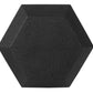 Black rubber hexagonal dumbbell with textured grip surface, shown from front angle on white background