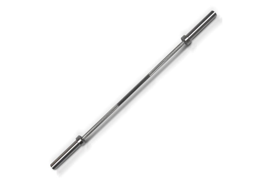 Warrior Aluminum Lite training bar with chrome finish and knurled grip sections on white background