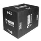 Black foam plyometric box with white text and logo, 24-inch height, on white background