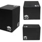 Black soft plyo boxes in three sizes (20, 24, and 30 inch) with white text labels, shown from multiple angles on white backgr