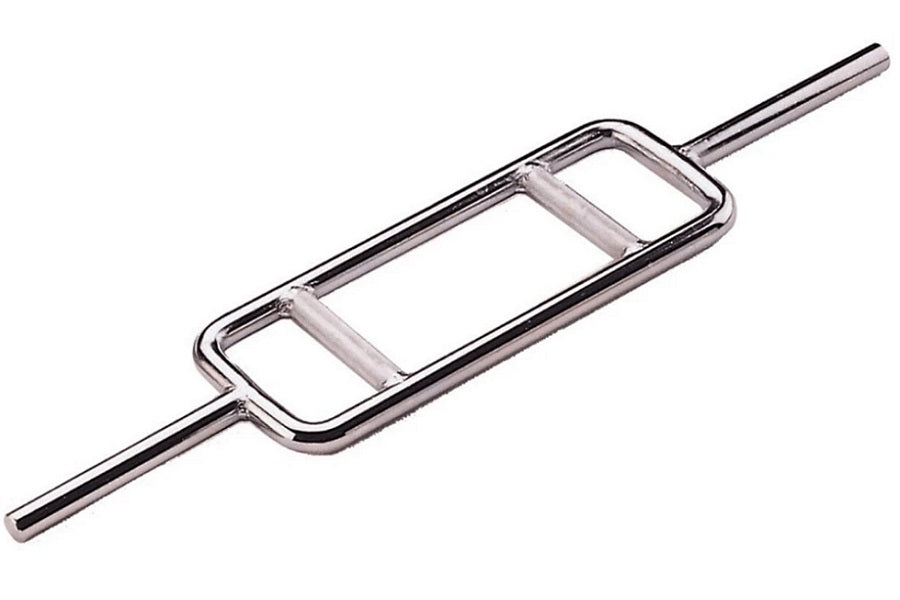 Warrior Standard Tricep Bar with chrome finish and dual rectangular handles on straight shaft, on white background
