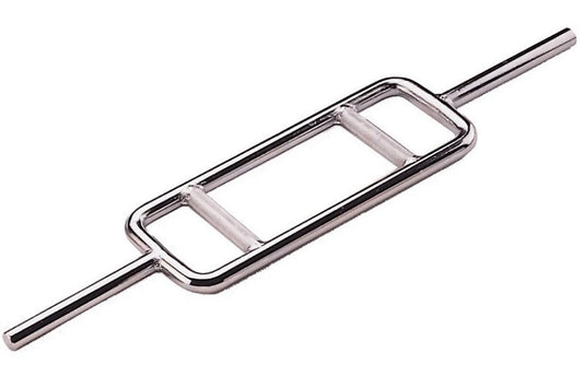 Warrior Standard Tricep Bar with chrome finish and dual rectangular handles on straight shaft, on white background