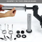 Warrior Open Trap Bar with stainless steel shaft and black handles, shown with spring clips and component parts displayed on 
