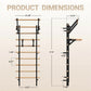 Warrior Swedish stall bars with wooden rungs and black steel frame, 31.49 inches wide, shown with dimension specifications on