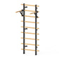 Warrior Swedish Stall Bars with black metal vertical frame and natural wood horizontal rungs, on white background