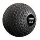 Warrior Strength black slam ball with textured tread surface and 40LB weight label on white background