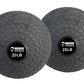 Two gray textured slam balls labeled Warrior Strength, 20LB and 25LB, on white background