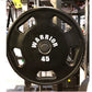 Black rubber Olympic weight plate with "Warrior" branding and "45" marking, dual handles, displayed front-facing